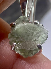 Natural MOLDAVITE and Sterling Silver Pendant