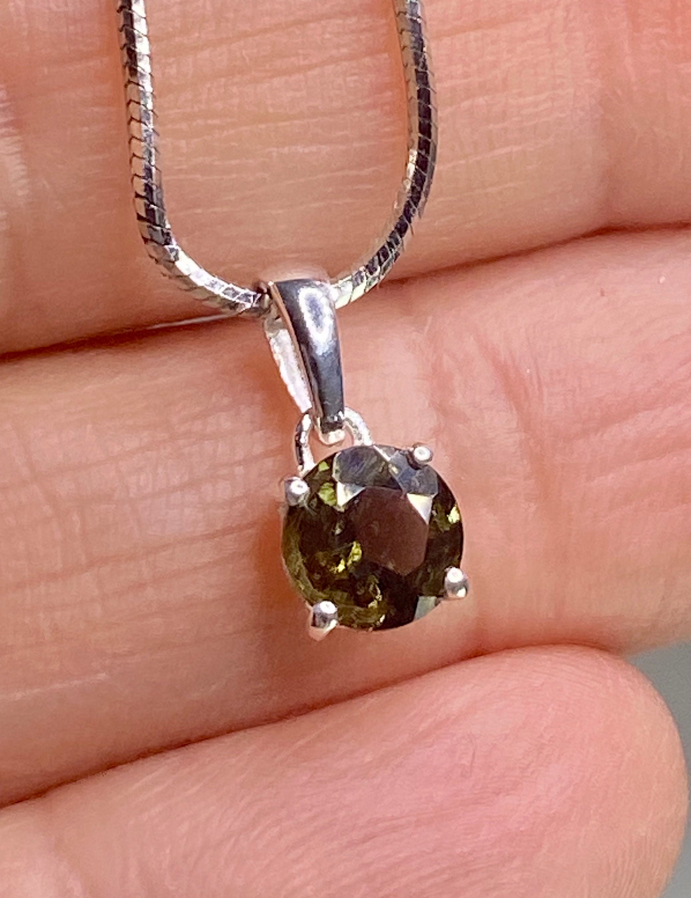 MOLDAVITE Sterling Silver Pendant