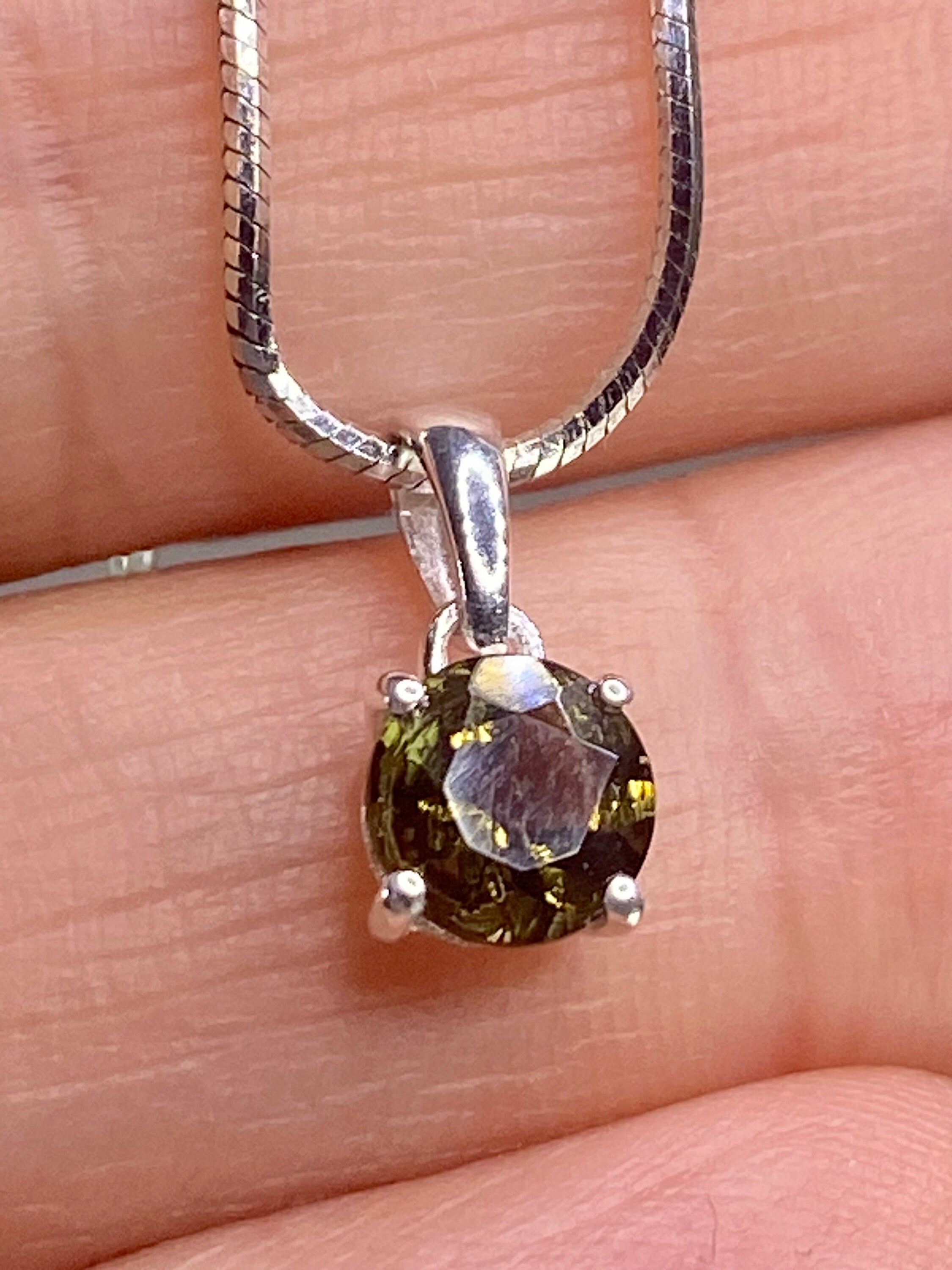 MOLDAVITE Sterling Silver Pendant