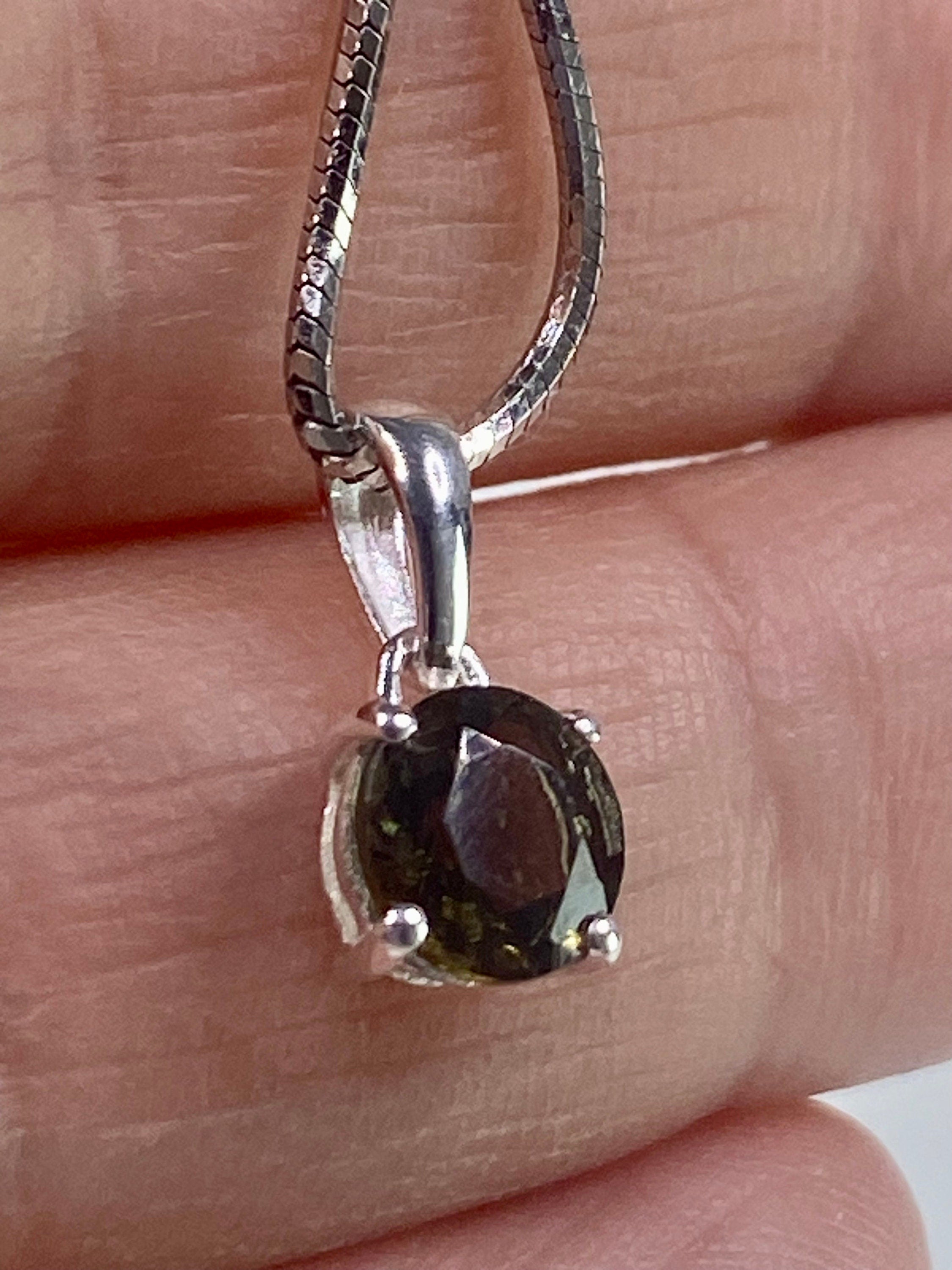 MOLDAVITE Sterling Silver Pendant