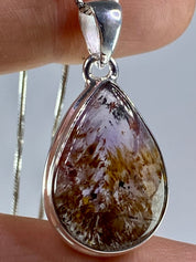 High Quality Cacoxenite in Purple Amethyst and Silver Pendant(UV1952)