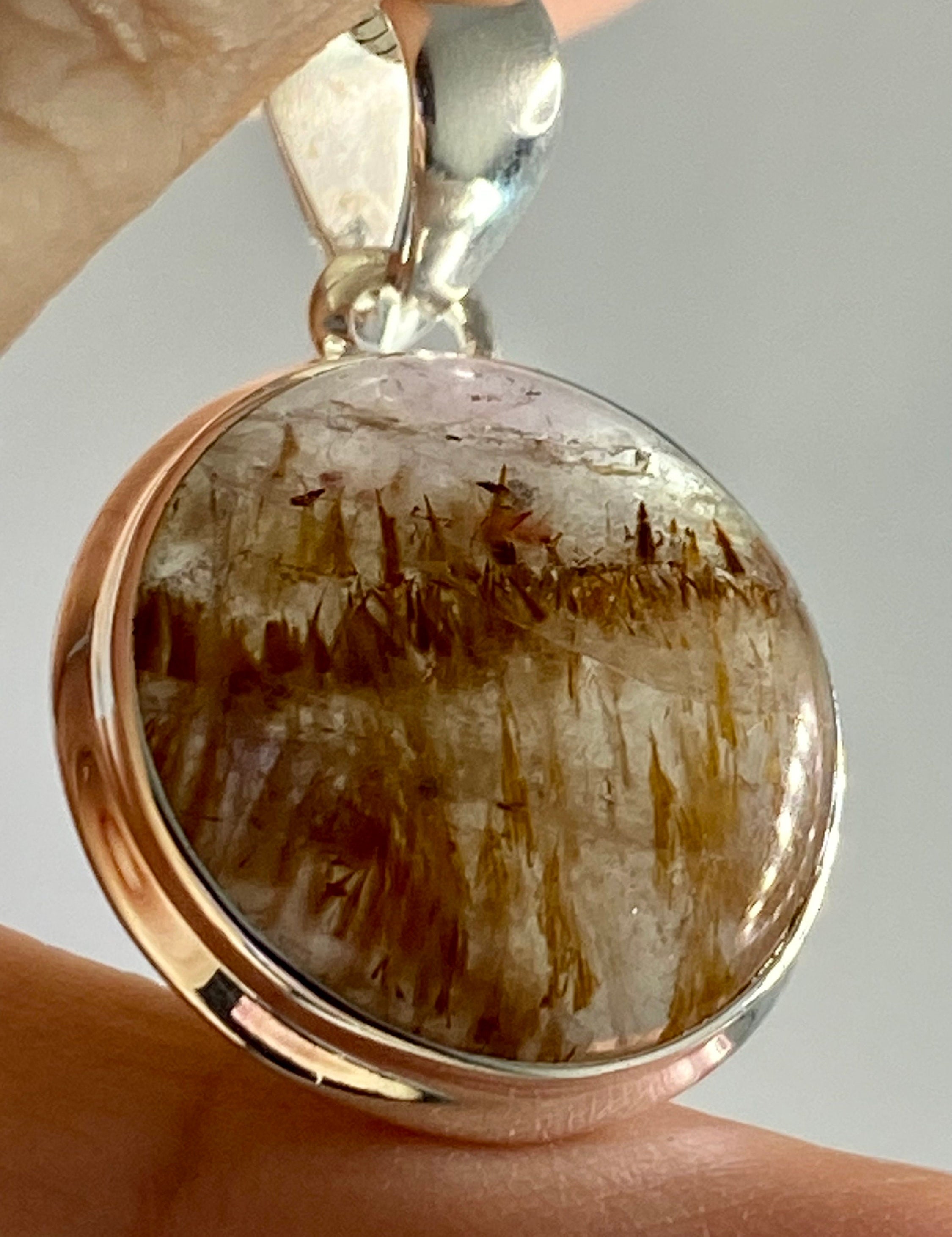 High Quality Cacoxenite and Silver Pendant(UV1305)