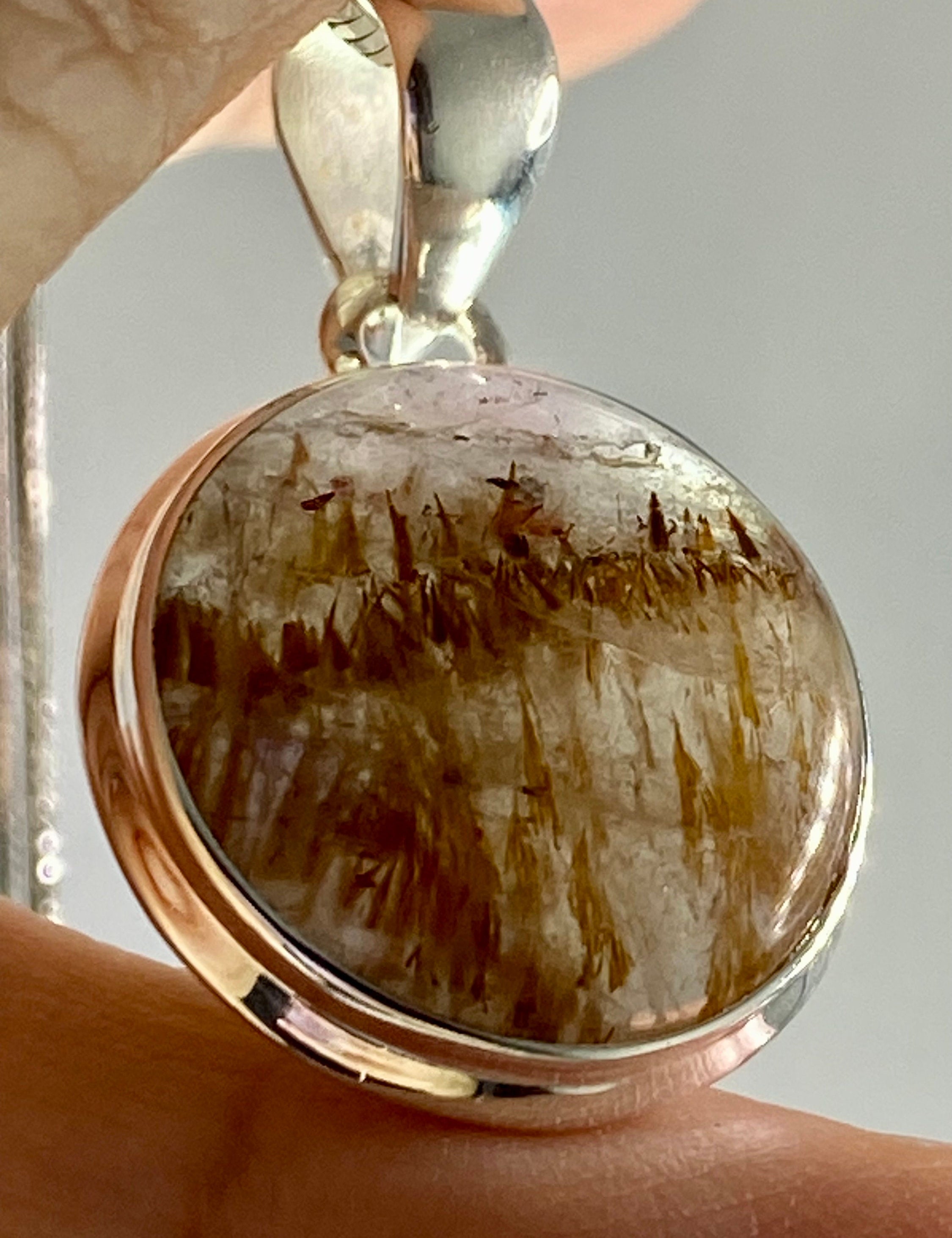 High Quality Cacoxenite and Silver Pendant(UV1305)