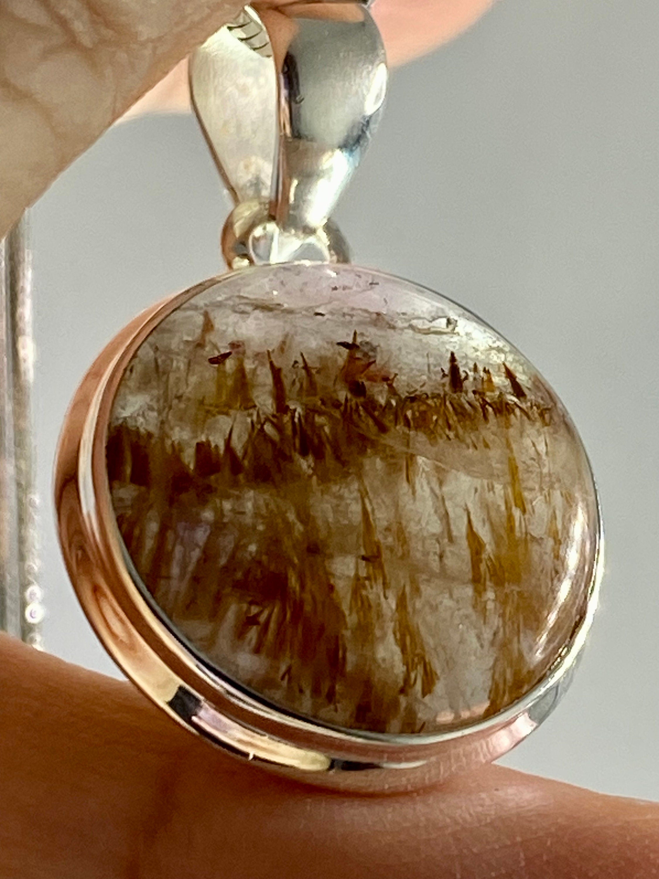 High Quality Cacoxenite and Silver Pendant(UV1305)