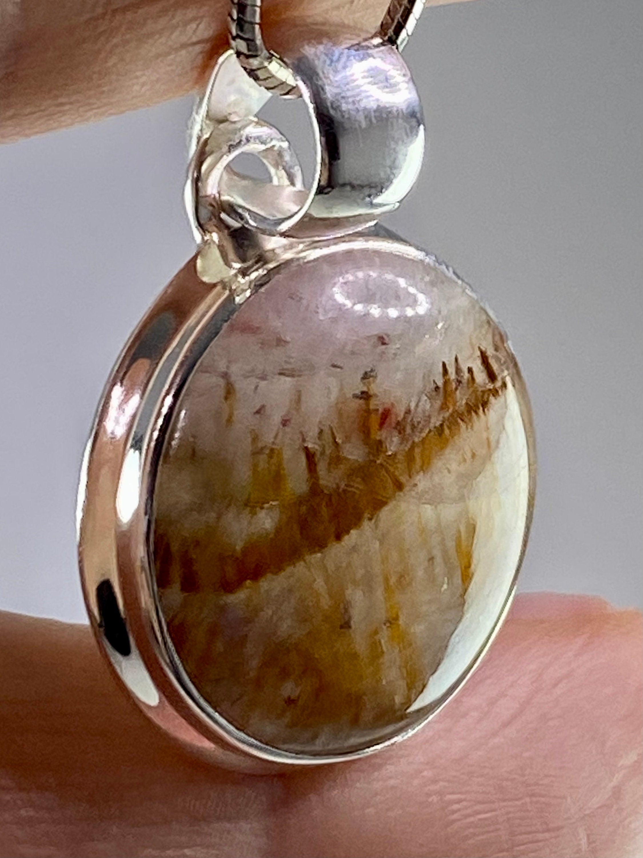 High Quality Cacoxenite and Silver Pendant(UV1305)