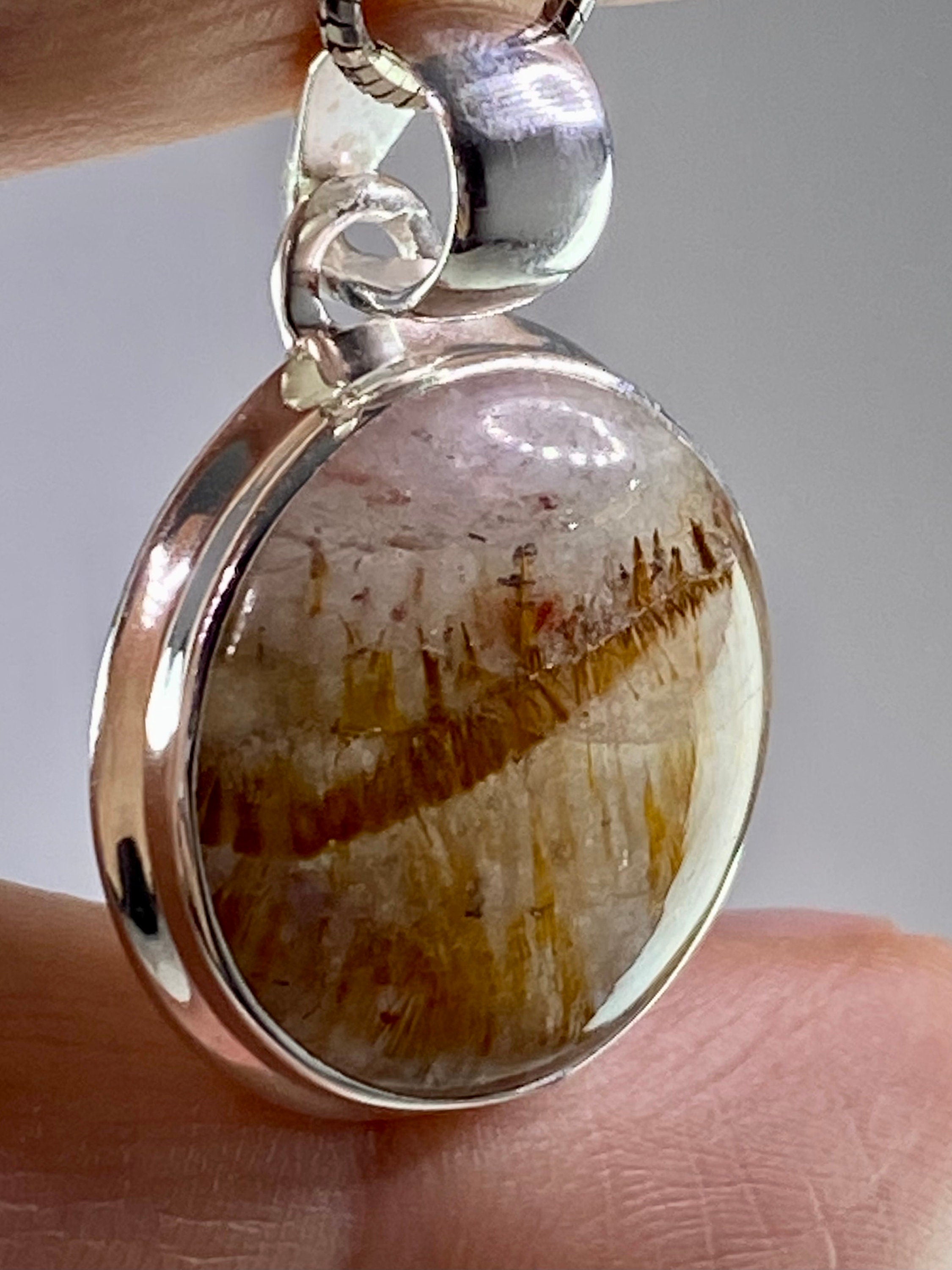 High Quality Cacoxenite and Silver Pendant(UV1305)