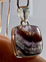 High Quality Cacoxenite in Purple Amethyst and Silver Pendant