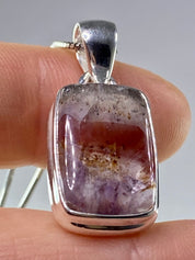 High Quality Cacoxenite in Purple Amethyst and Silver Pendant