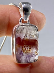 High Quality Cacoxenite in Purple Amethyst and Silver Pendant