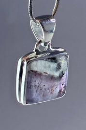 High Quality Cacoxenite in Purple Amethyst and Silver Pendant