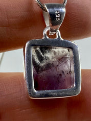 High Quality Cacoxenite in Purple Amethyst and Silver Pendant