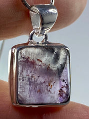 High Quality Cacoxenite in Purple Amethyst and Silver Pendant