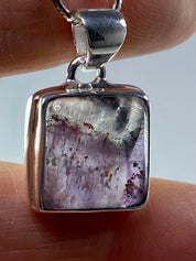 High Quality Cacoxenite in Purple Amethyst and Silver Pendant