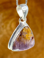 High Quality Cacoxenite in Purple Amethyst and Silver Pendant