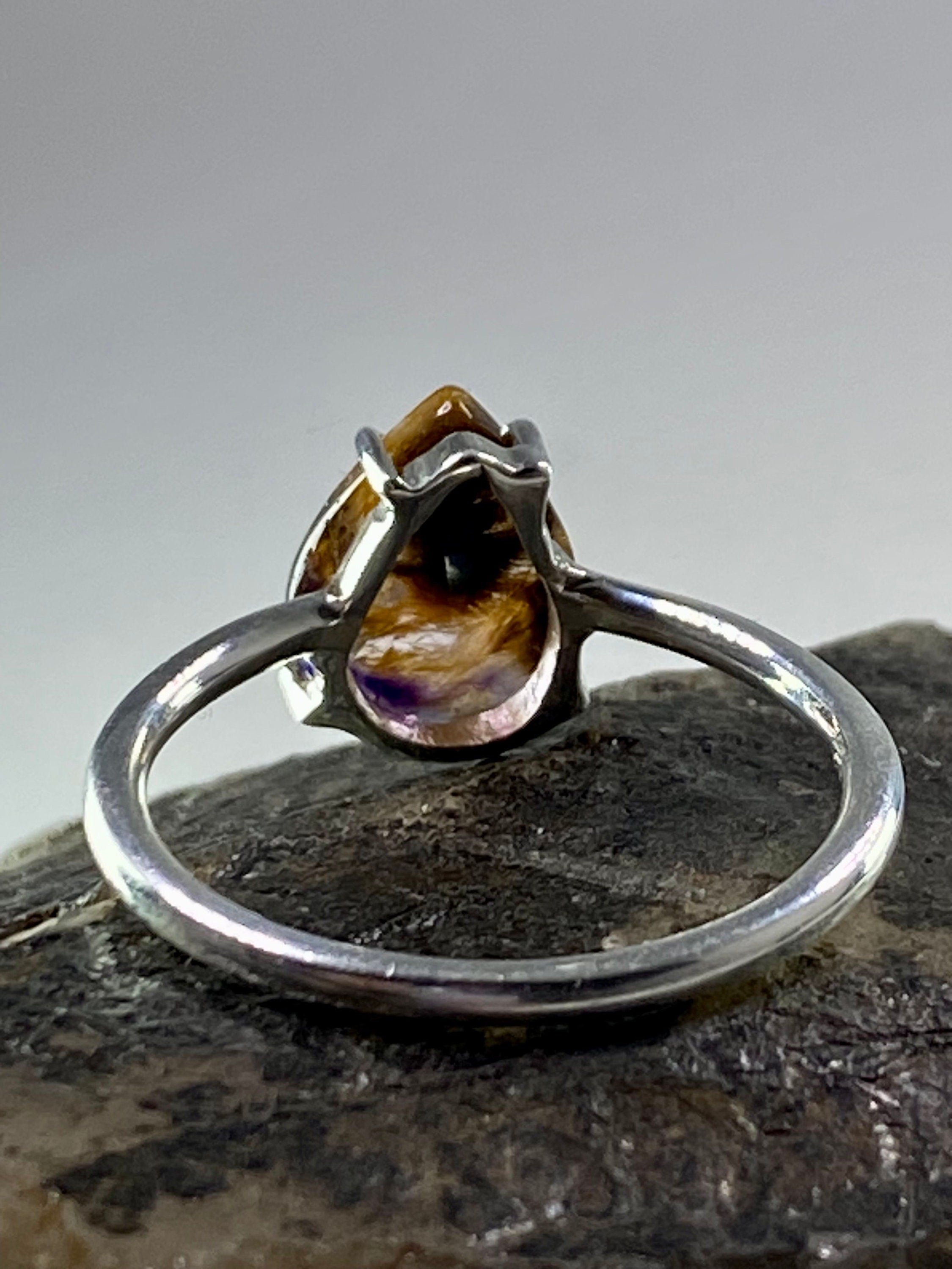 High Quality Cacoxenite in Purple Amethyst and Silver Ring