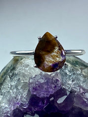 High Quality Cacoxenite in Purple Amethyst and Silver Ring