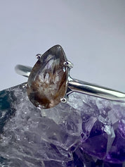 High Quality Cacoxenite in Purple Amethyst and Silver Ring