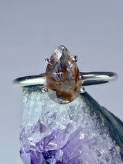 High Quality Cacoxenite in Purple Amethyst and Silver Ring