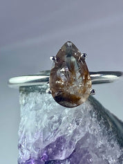 High Quality Cacoxenite in Purple Amethyst and Silver Ring