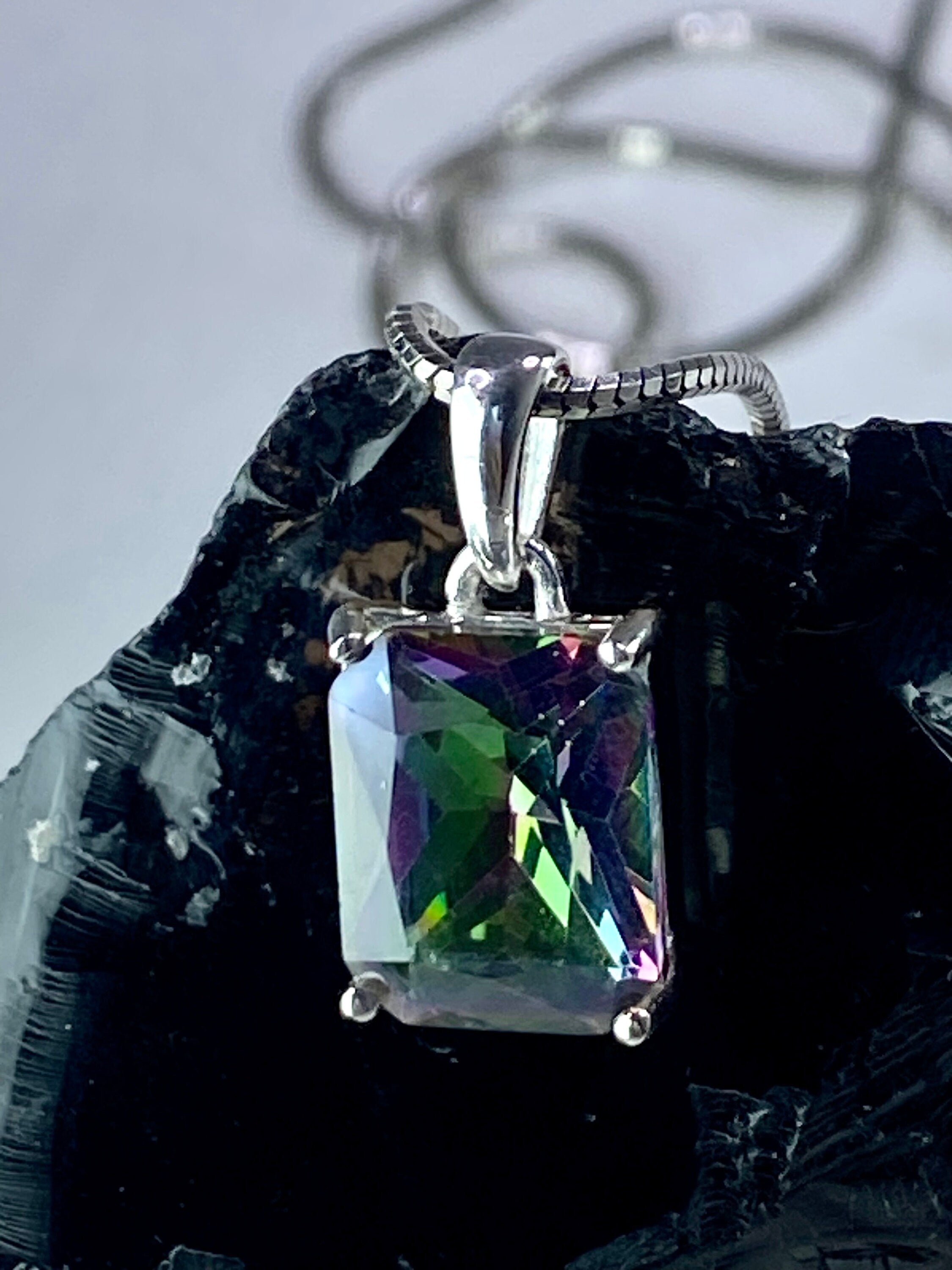 Mystic Topaz and Silver Pendant