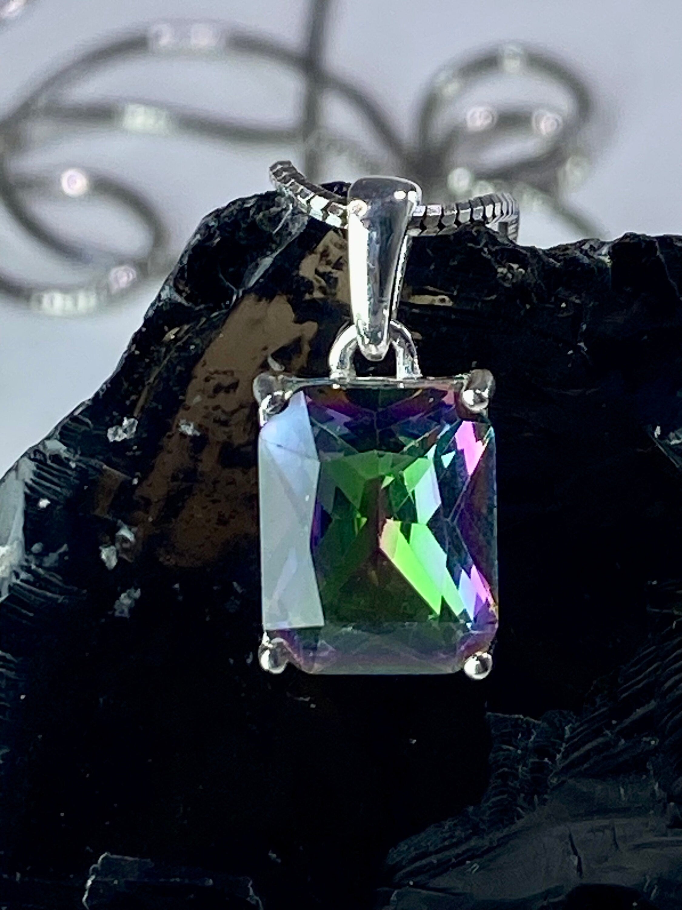 Mystic Topaz and Silver Pendant