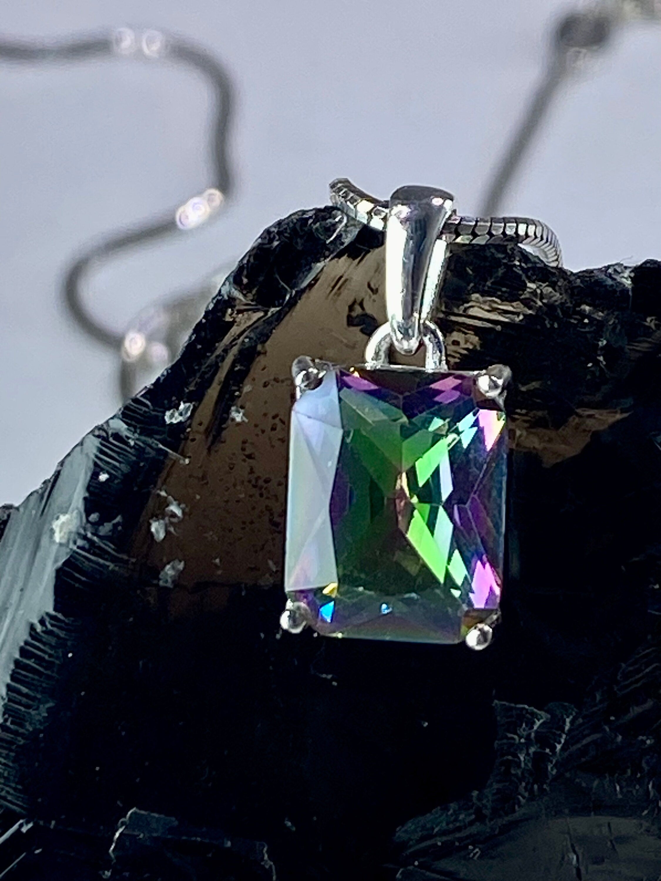 Mystic Topaz and Silver Pendant