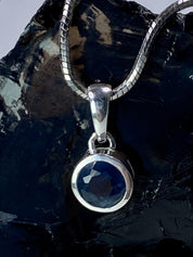 Raw Sapphire and Silver Pendant