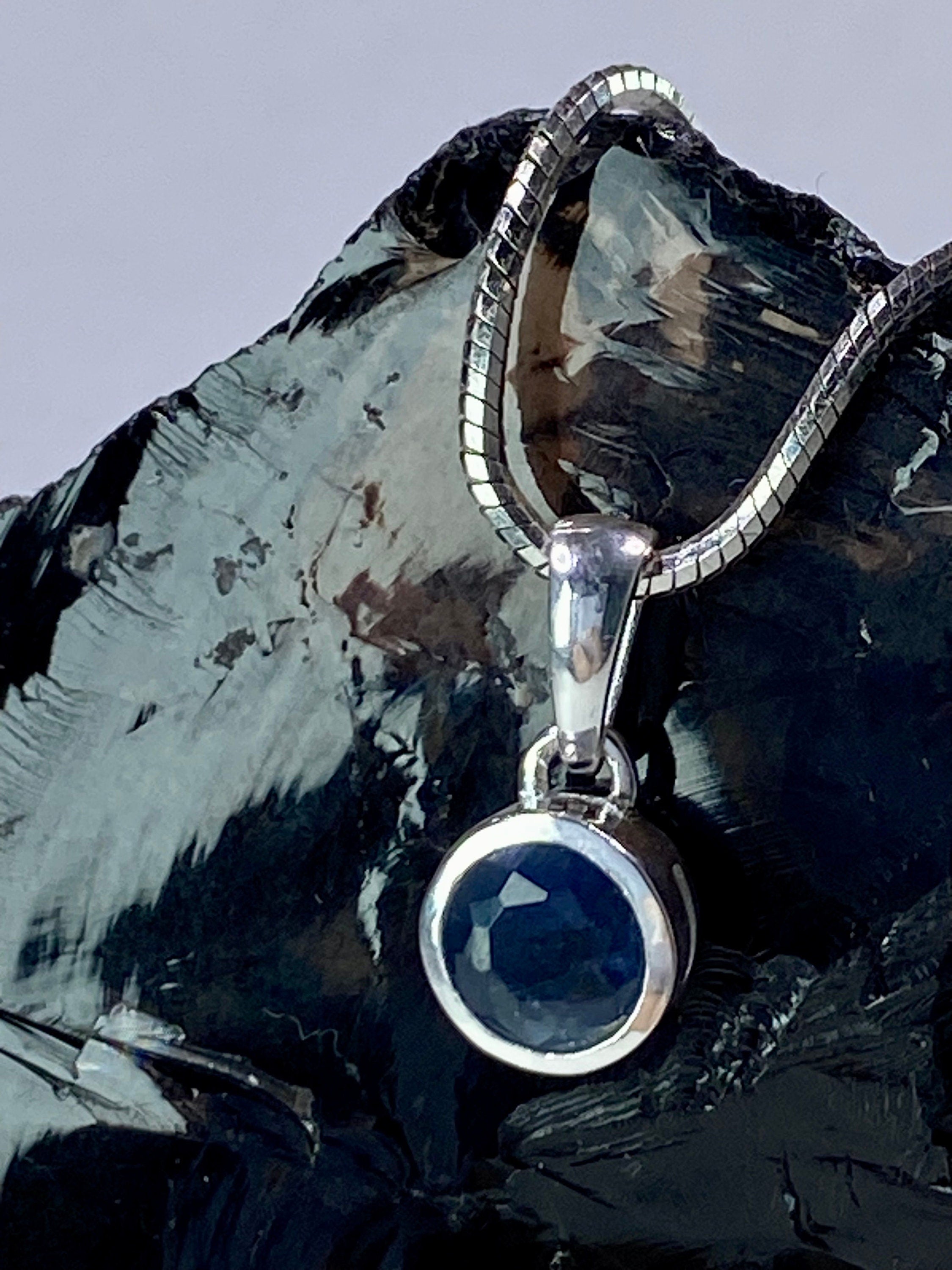 Raw Sapphire and Silver Pendant