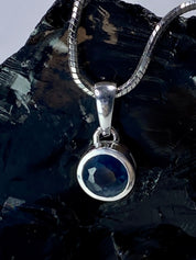 Raw Sapphire and Silver Pendant