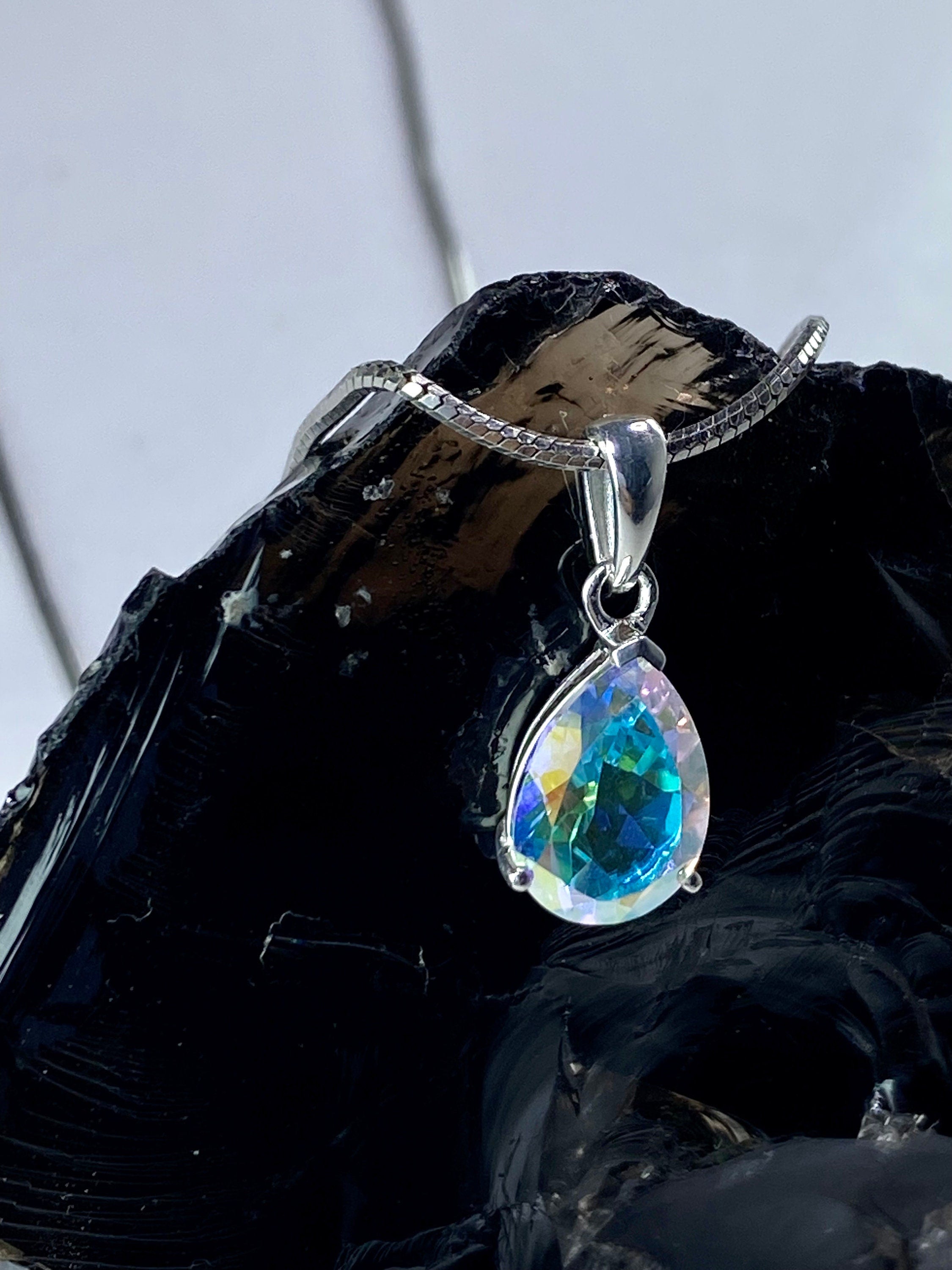 Mystic Topaz and Silver Pendant