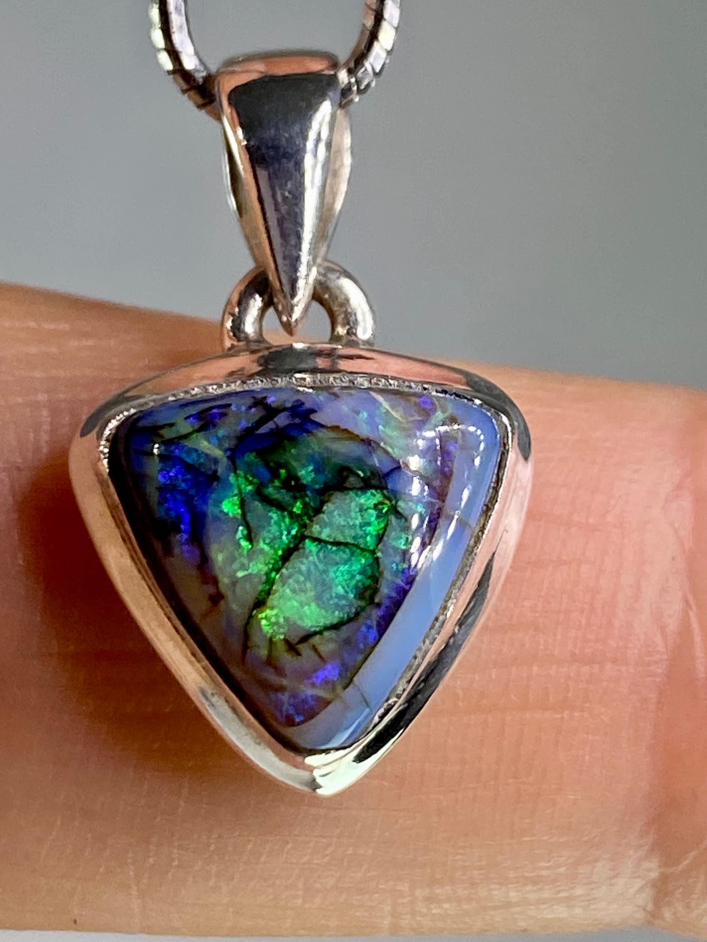 Sterling (Monarch) Opal and Silver Pendant