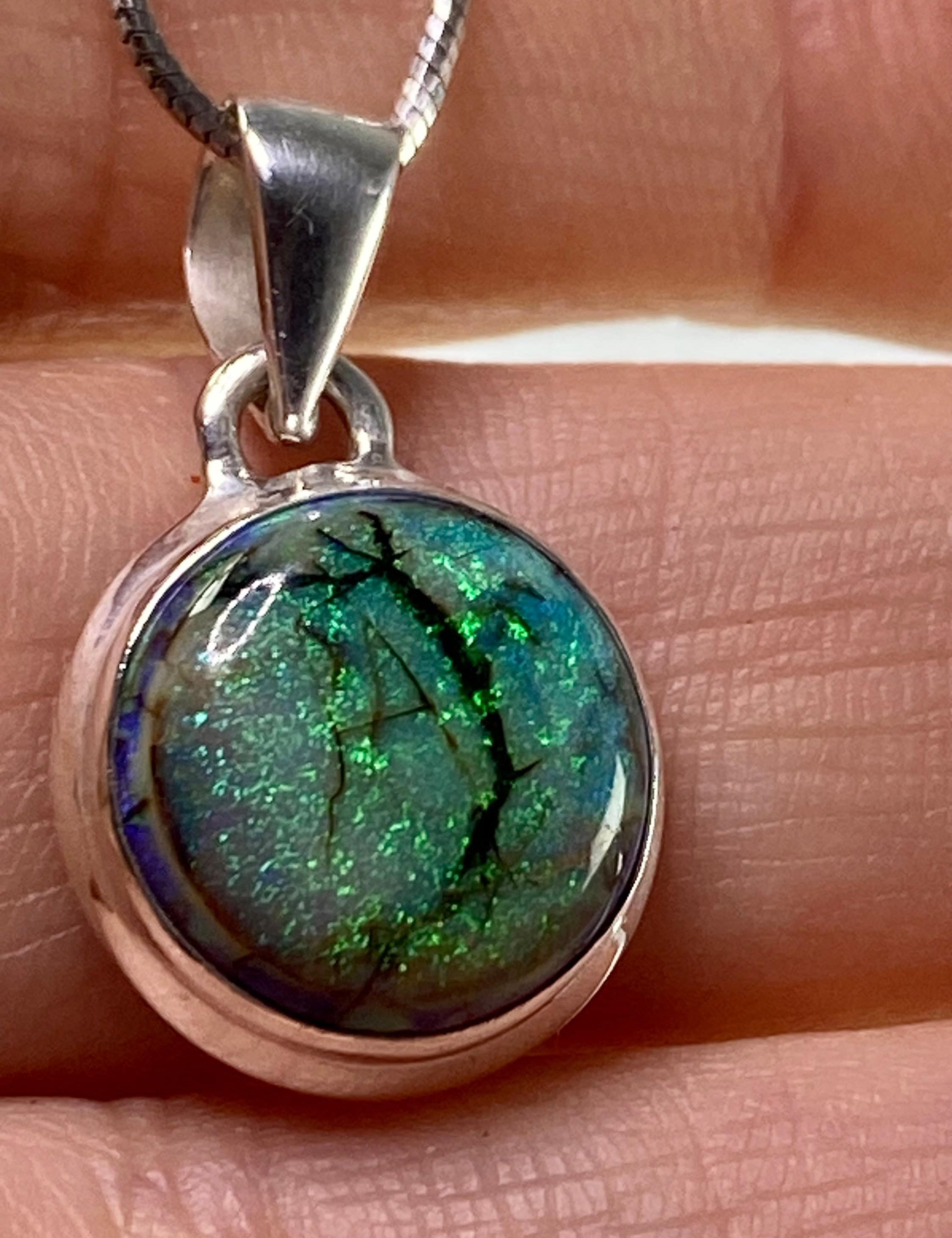 Sterling (Monarch) Opal and Silver Pendant