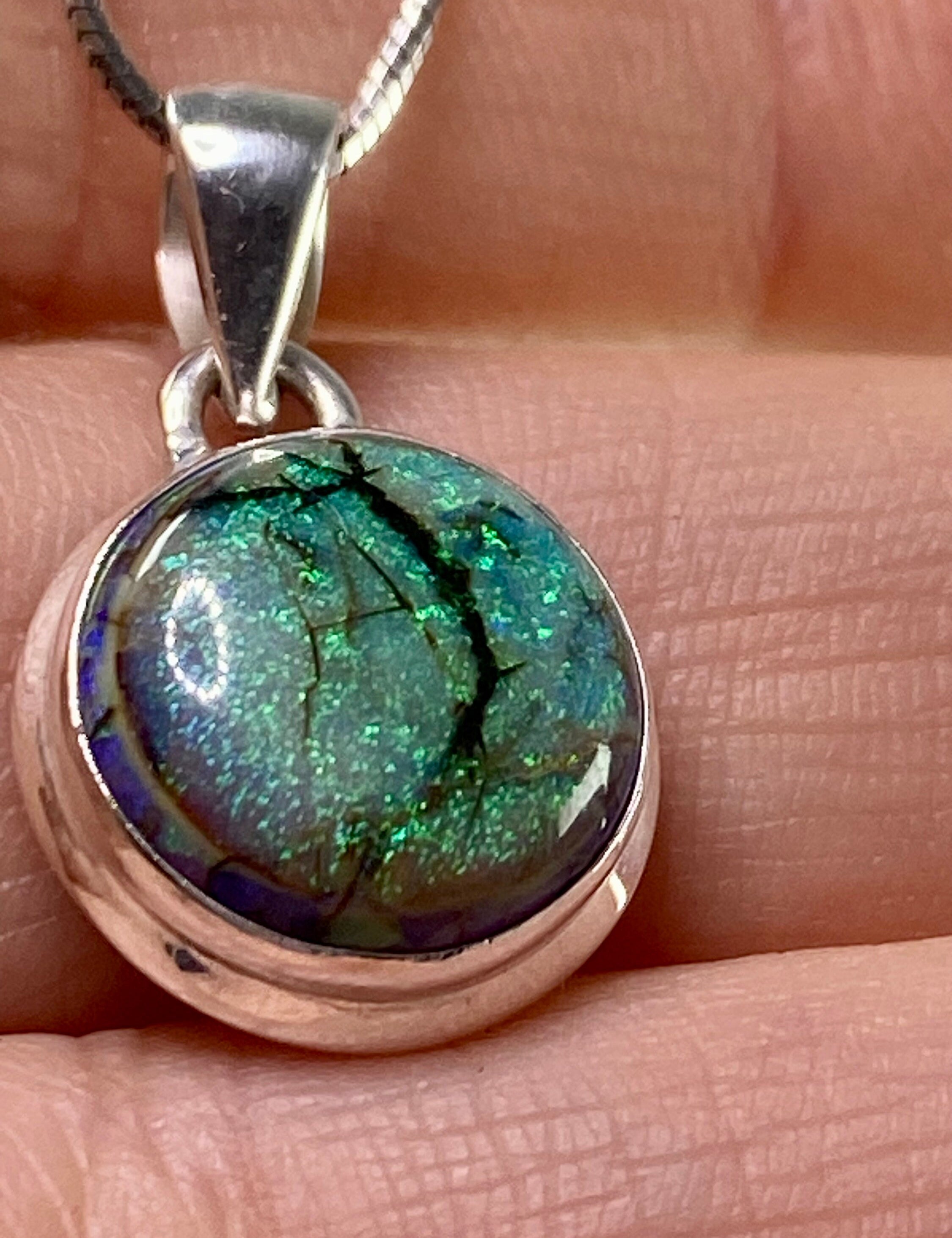 Sterling (Monarch) Opal and Silver Pendant