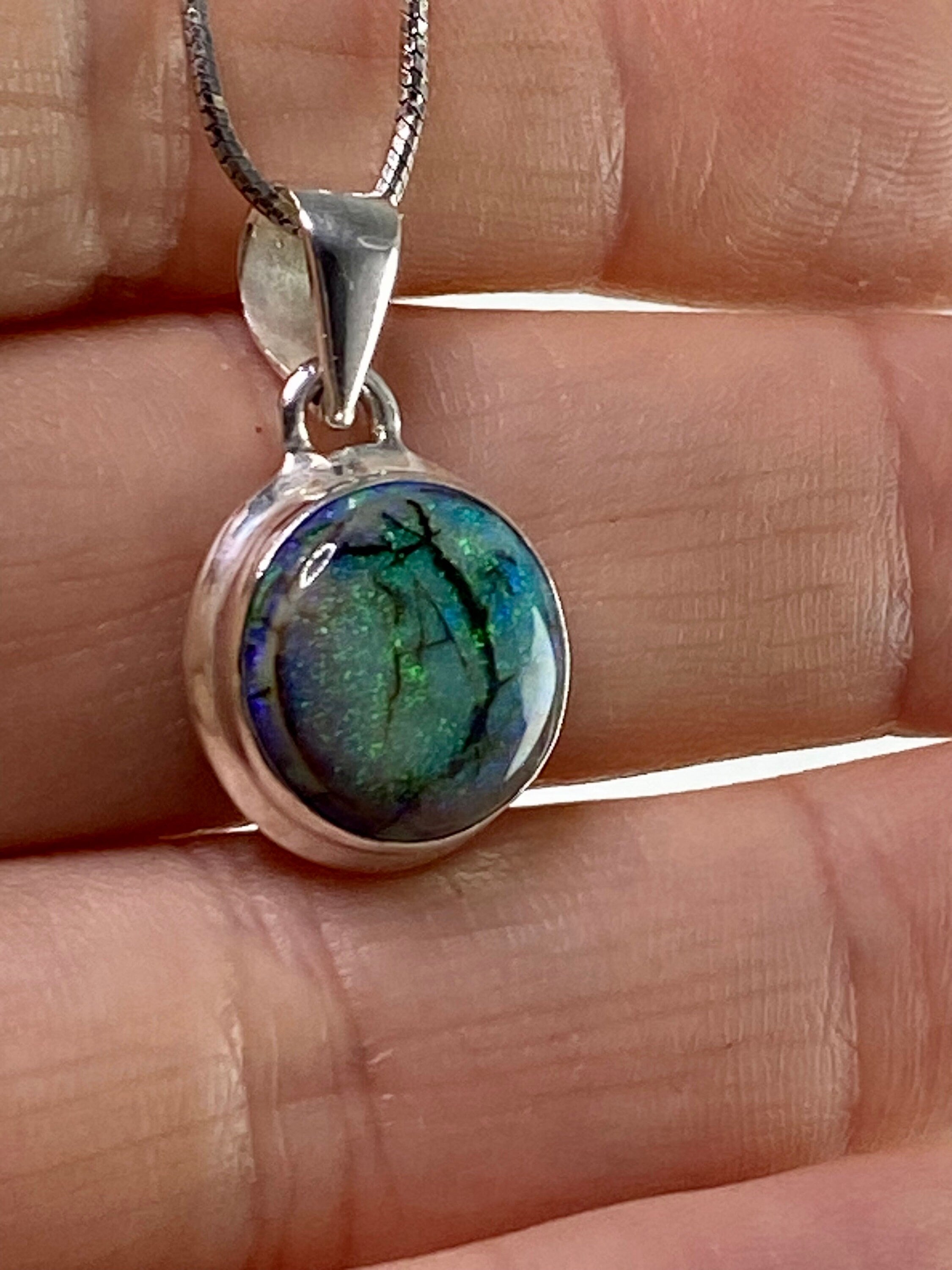 Sterling (Monarch) Opal and Silver Pendant