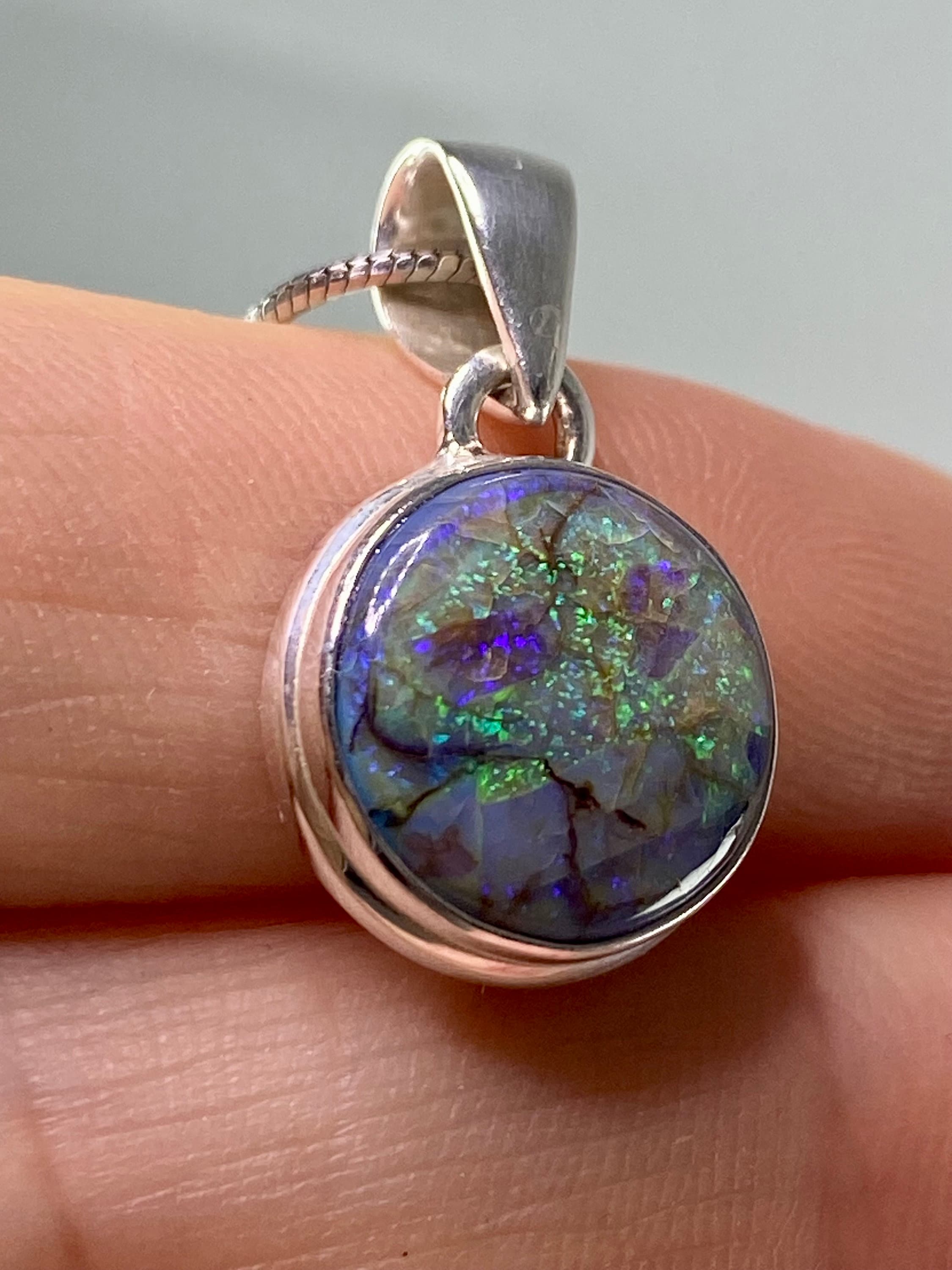 Sterling (Monarch) Opal and Silver Pendant