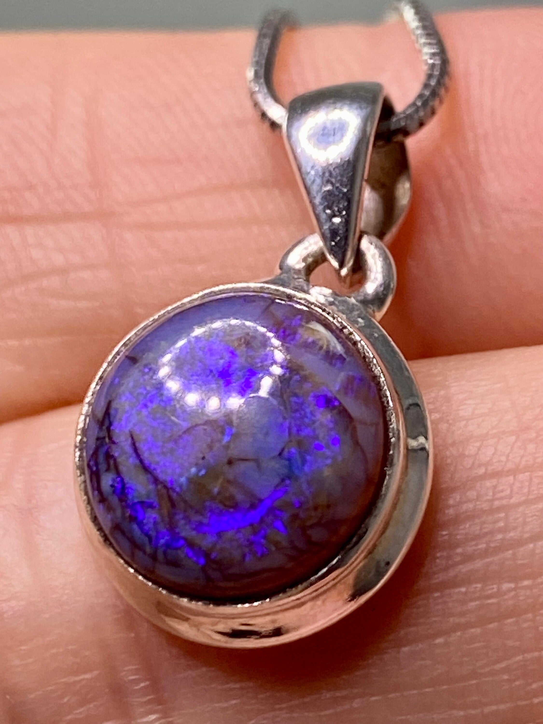 Sterling (Monarch) Opal and Silver Pendant