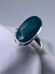 Raw Faceted Emerald and Silver Ring