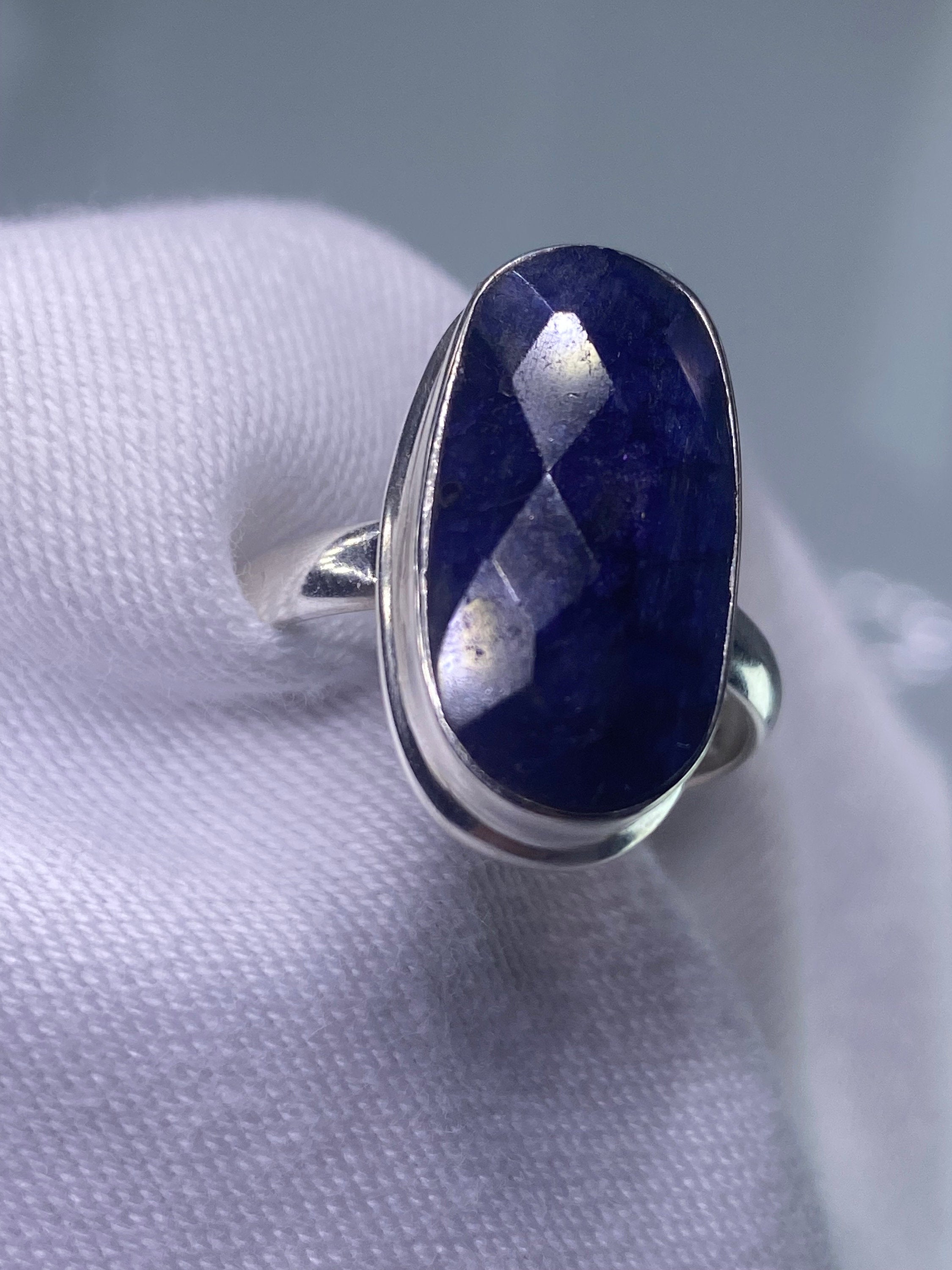 Raw Faceted Sapphire and Siver Ring