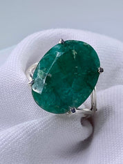 Raw Emerald and Silver Ring