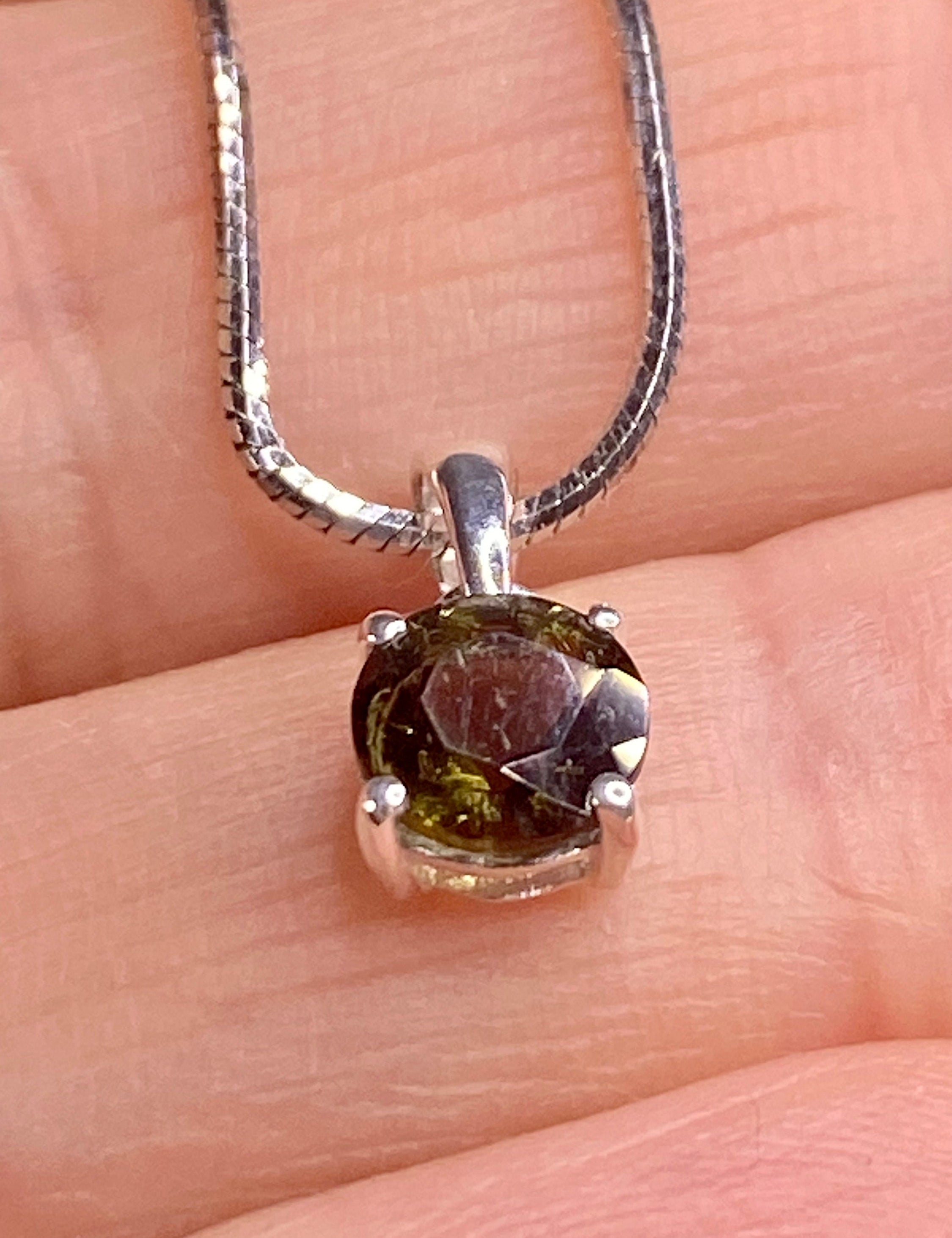 MOLDAVITE Sterling Silver Pendant