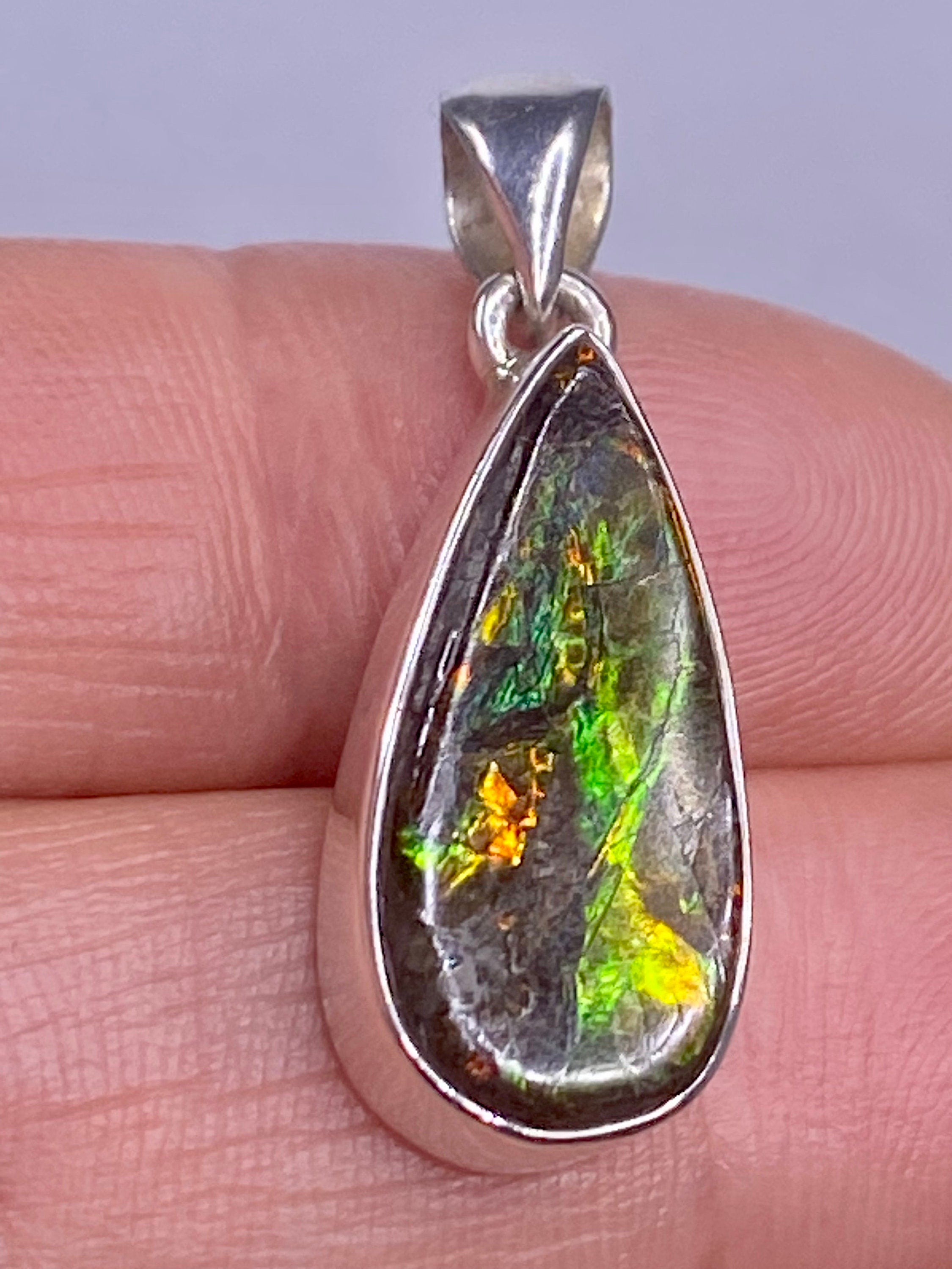 Ammolite Silver Pendant