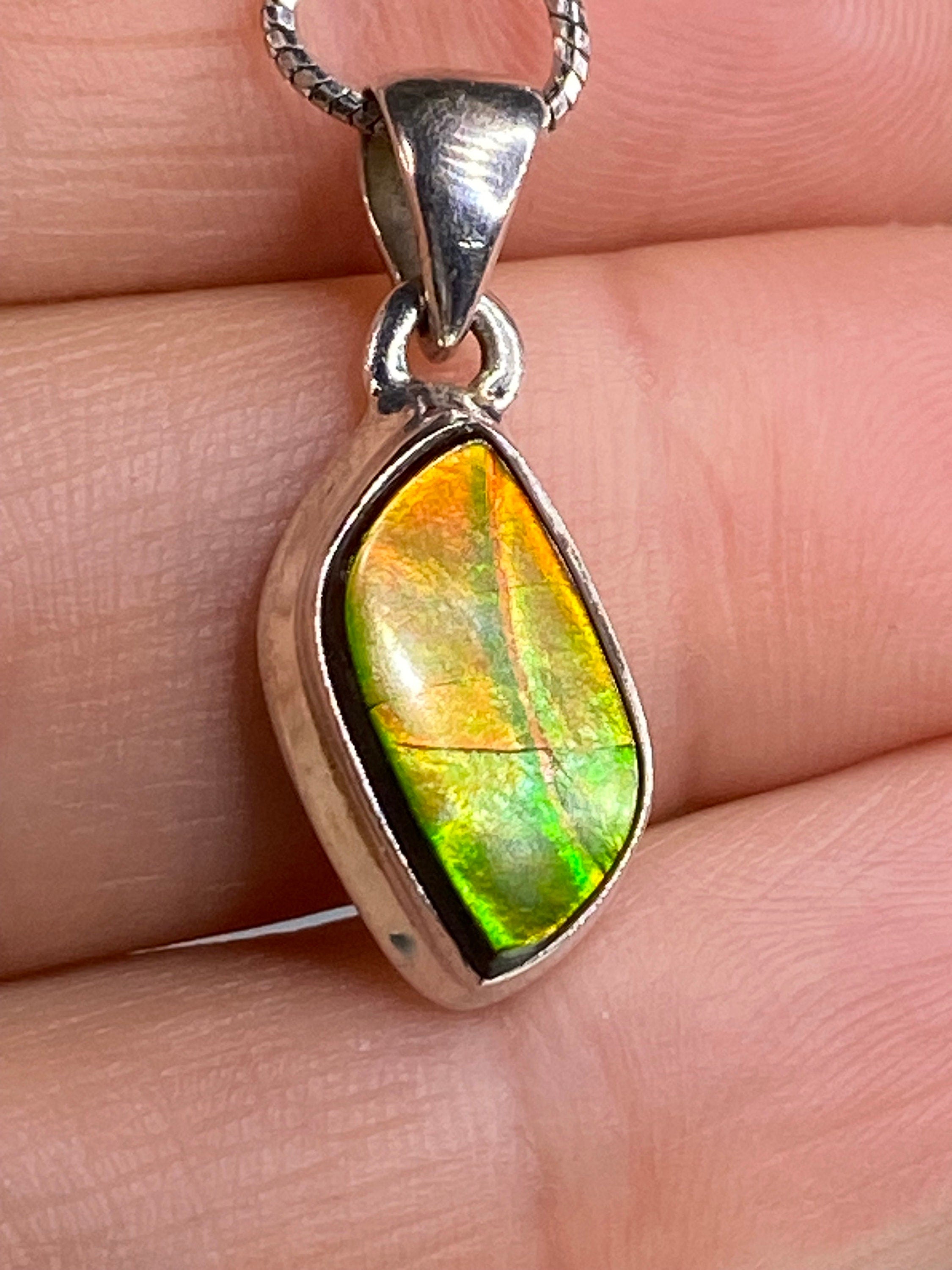 Ammolite Silver Pendant