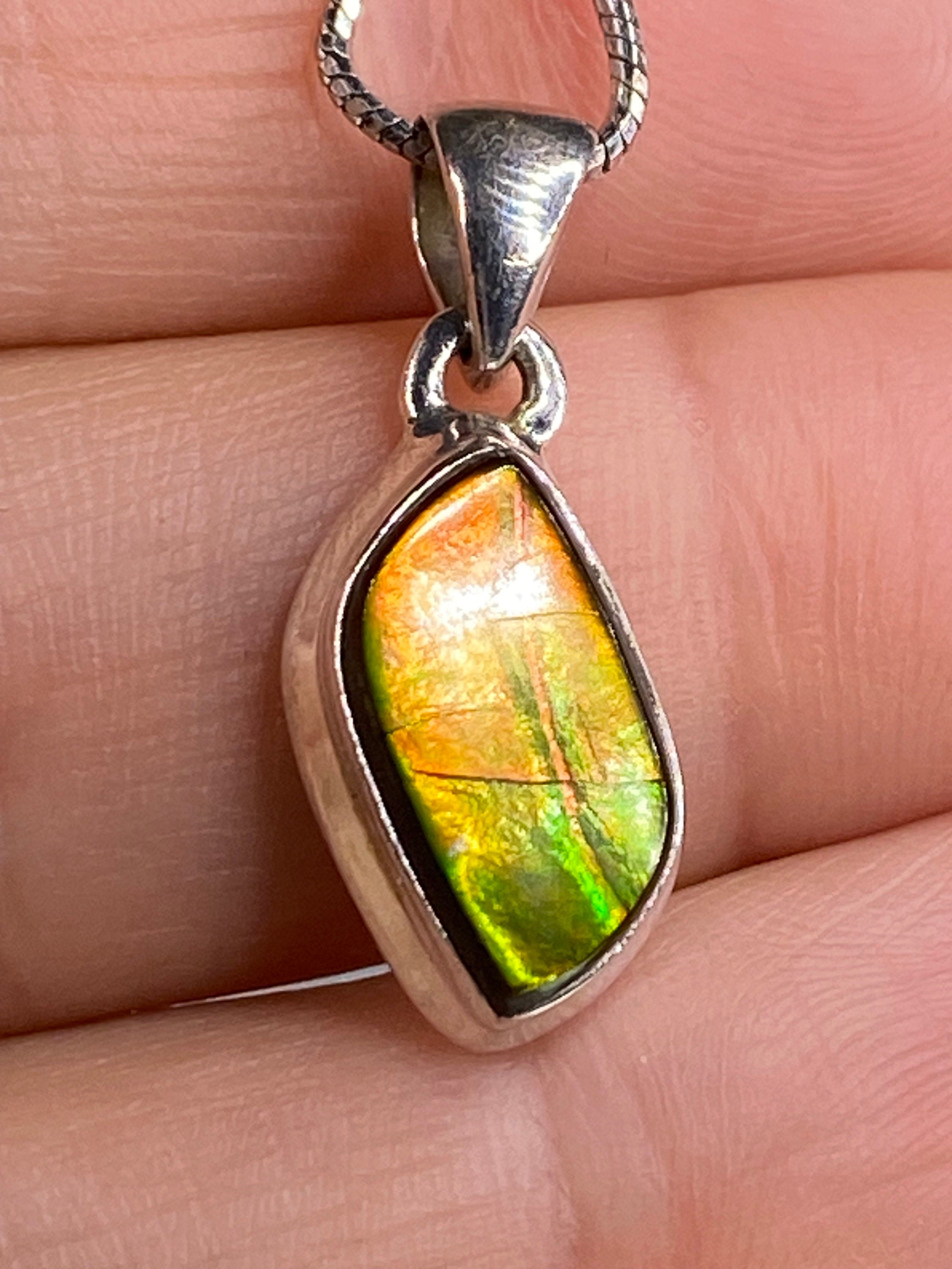 Ammolite Silver Pendant