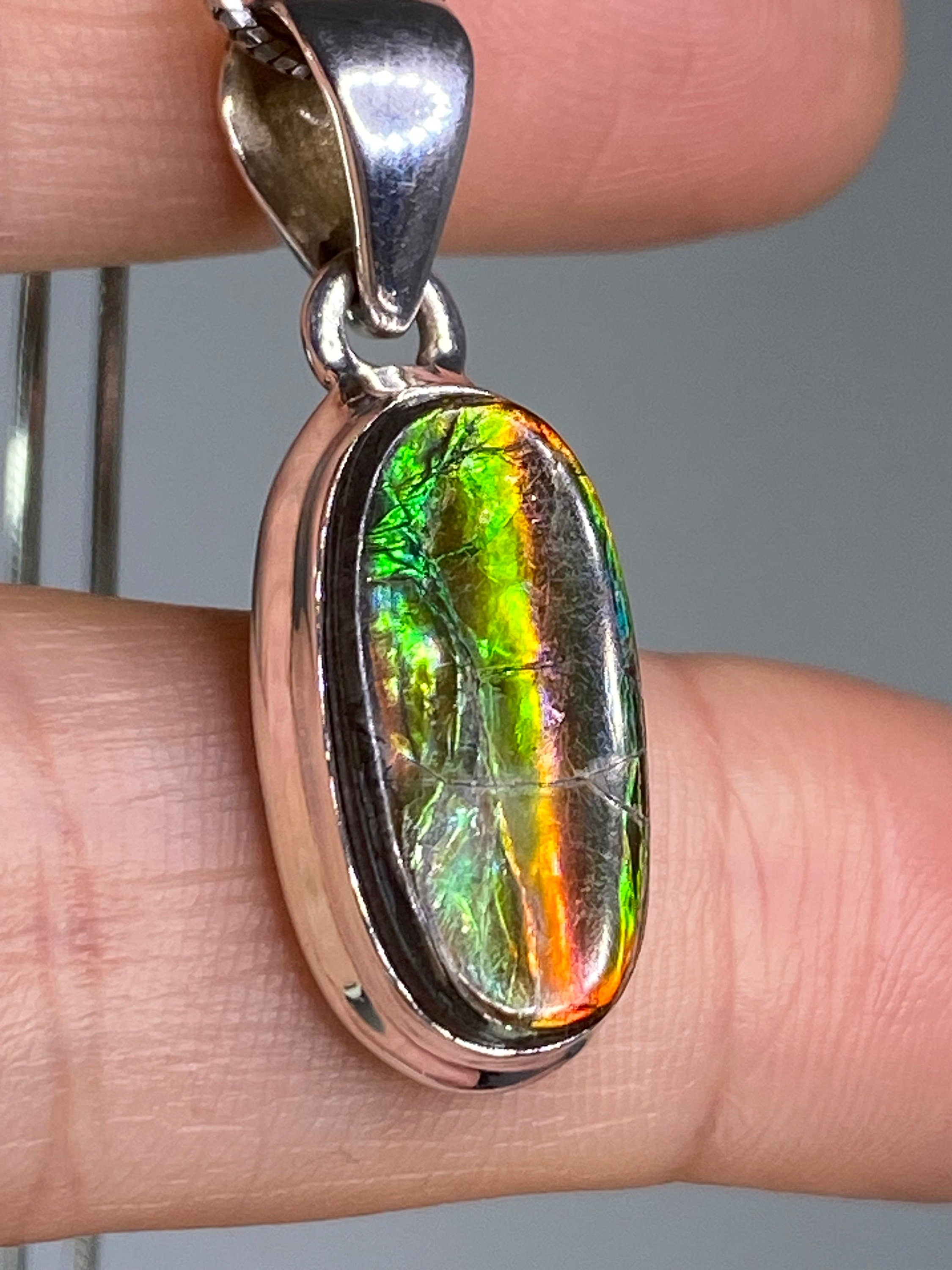 Ammolite Silver Pendant