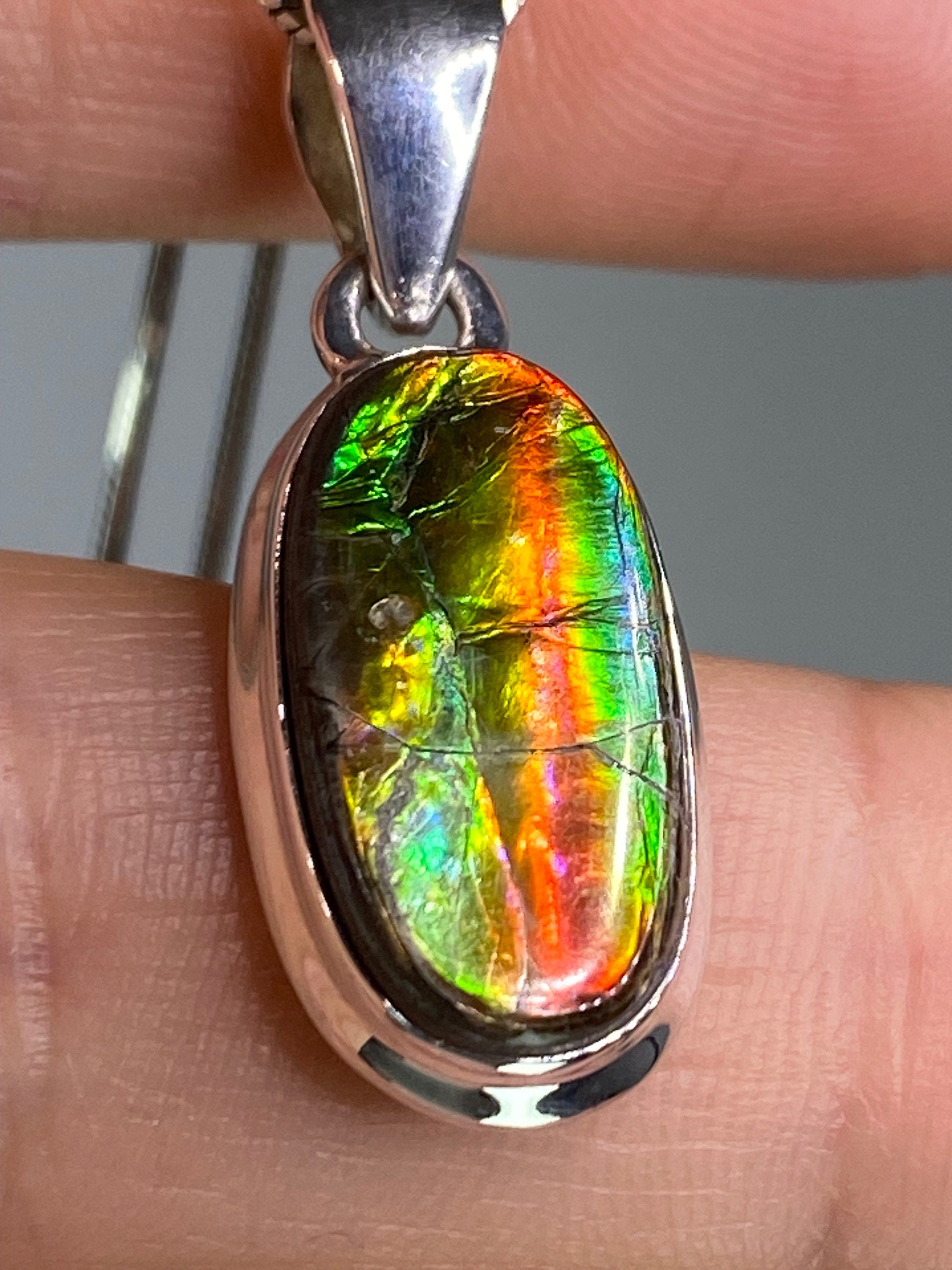 Ammolite Silver Pendant