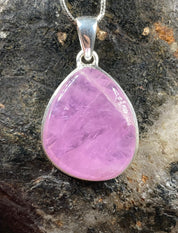 Natural Kunzite and Silver Pendant Necklace