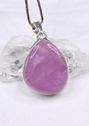 Natural Kunzite and Silver Pendant Necklace