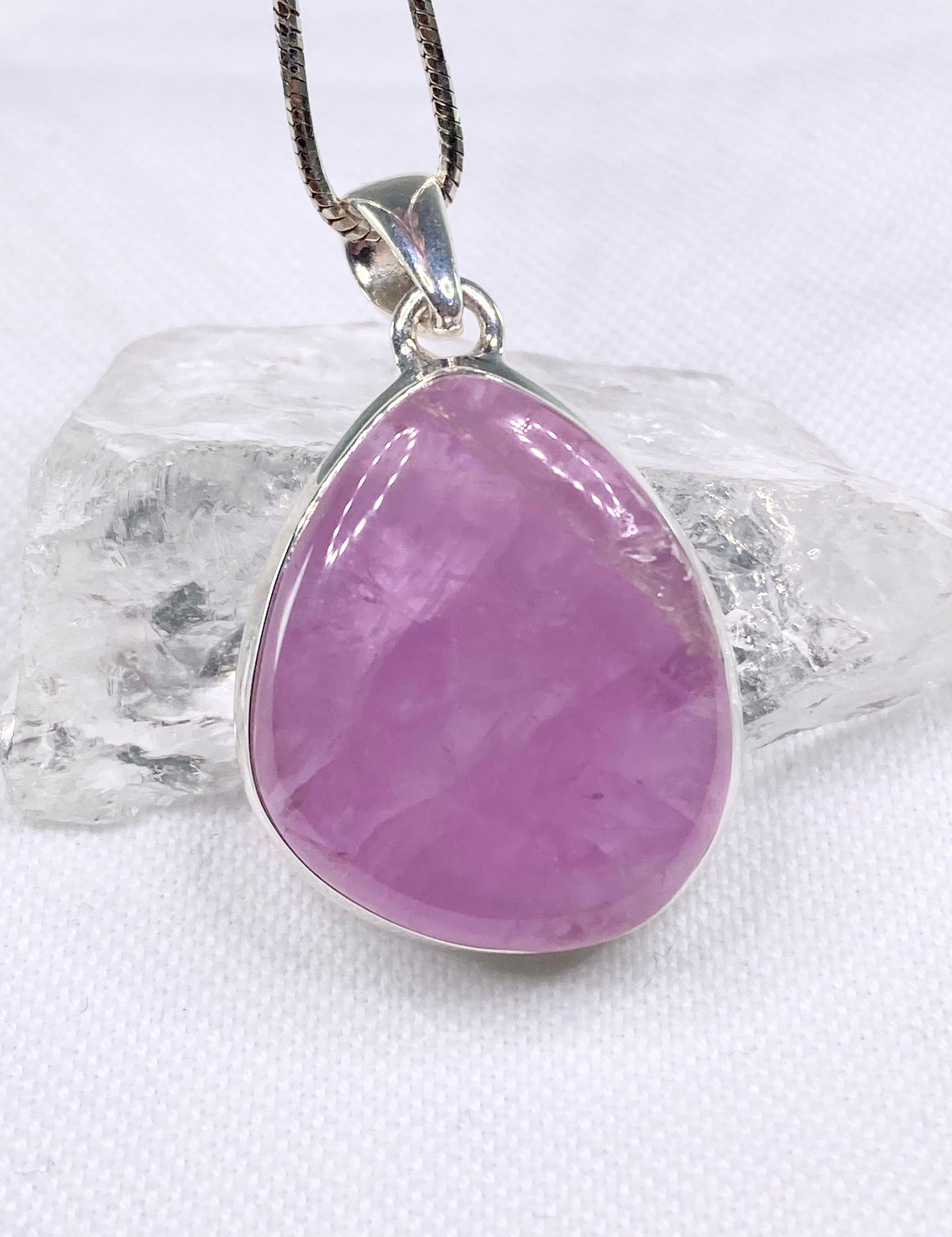 Natural Kunzite and Silver Pendant Necklace