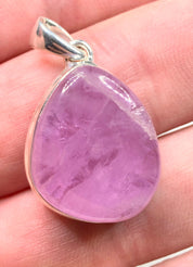 Natural Kunzite and Silver Pendant Necklace