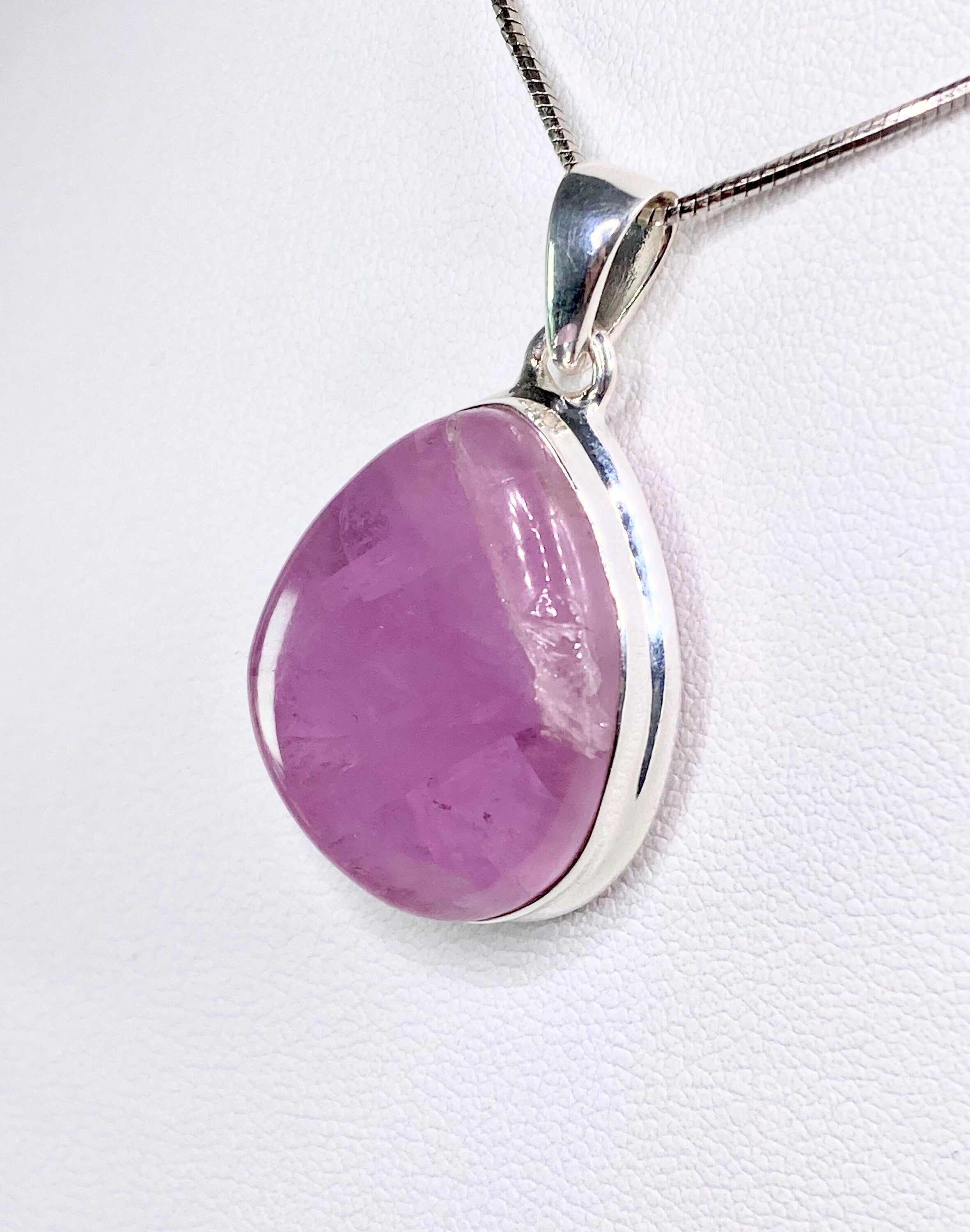 Natural Kunzite and Silver Pendant Necklace